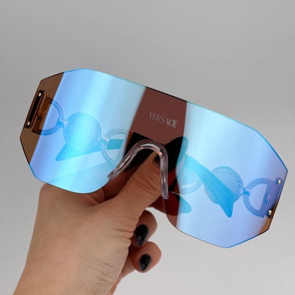 Versace VE2258 1002MA BRAND NEW Sunglasses Pink Mirrored Blue Shield Unisex main image 6